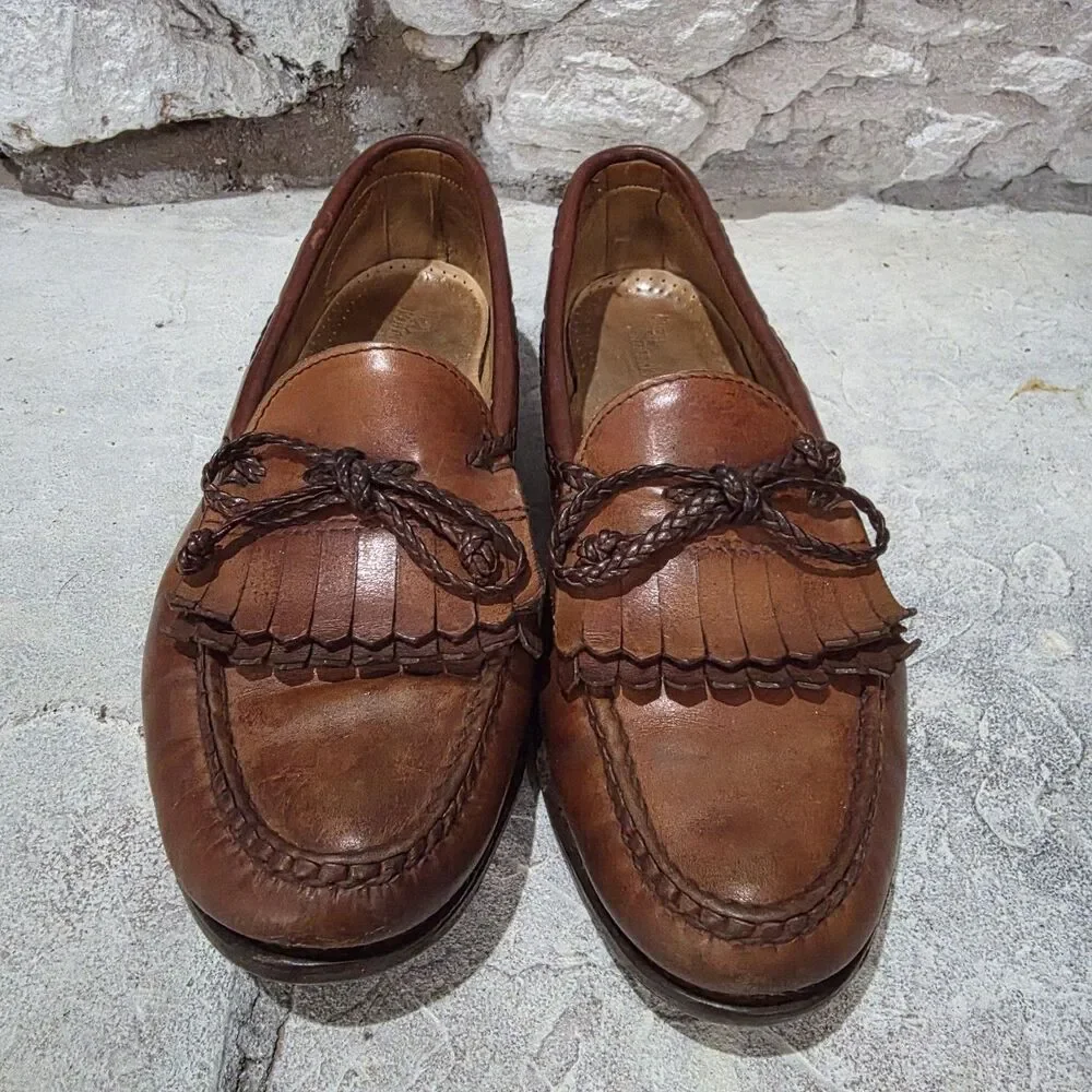 Allen Edmonds Woodstock Leather Kiltie Loafer Men 9 1/2 Brown Moccasin Old Money